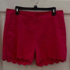 Isaac Mizrahi Hot Pink Scalloped Hem High Waist Shorts size 12